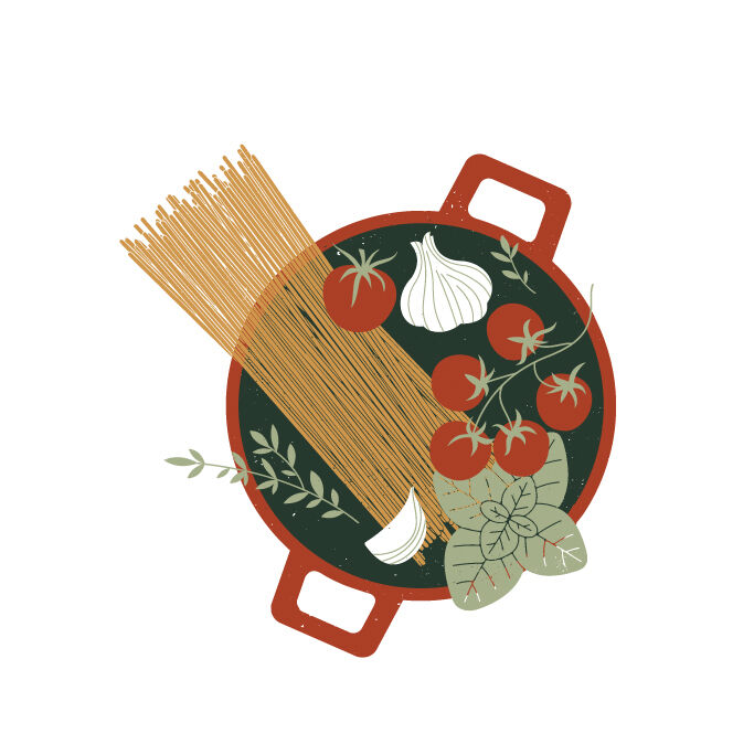 illustratie spaghetti