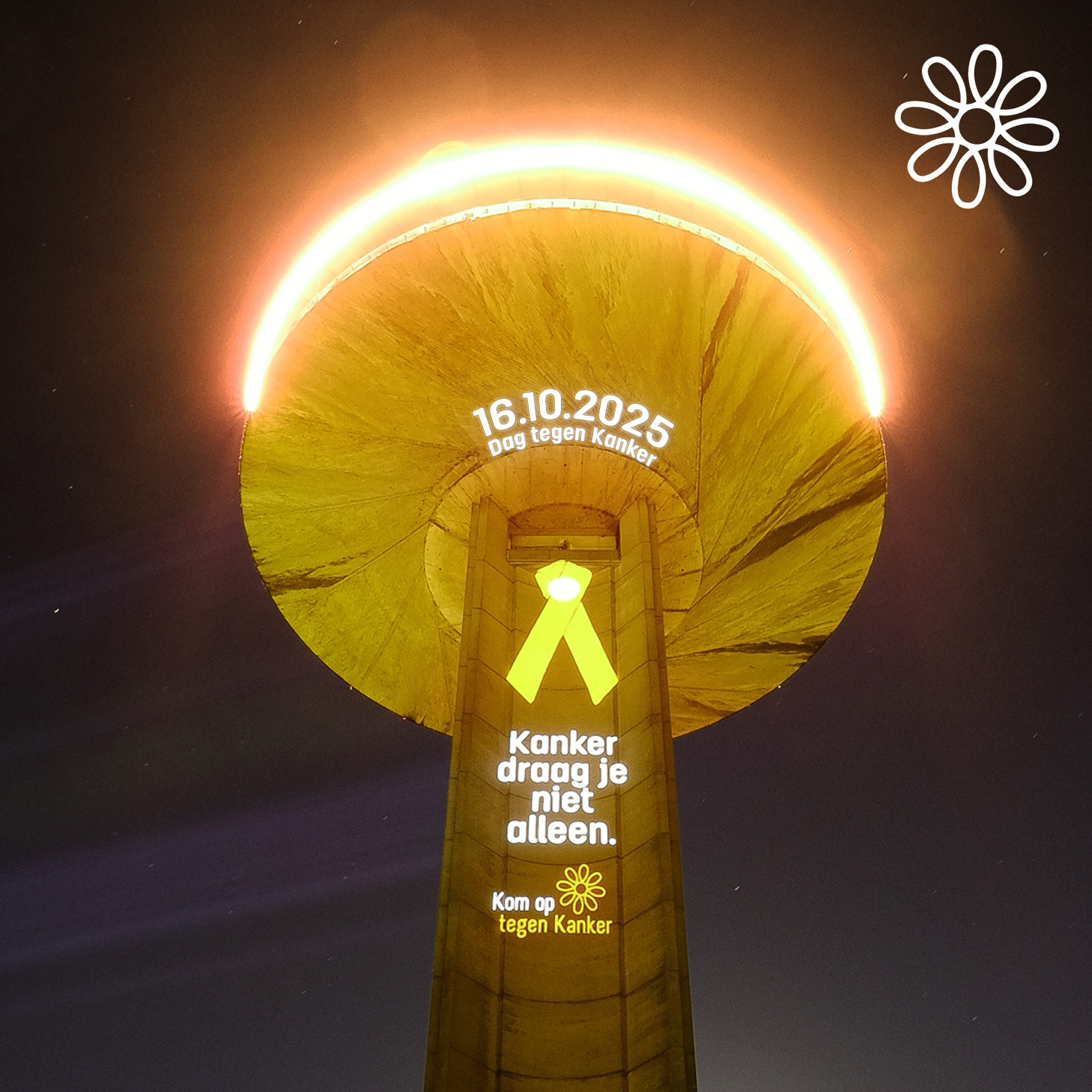 VRT-toren tijdens Dag tegen Kanker 2025