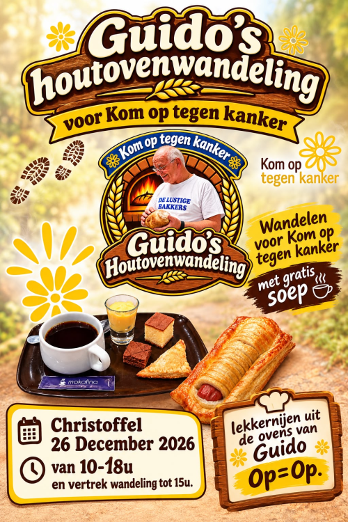 Guido’s houtovenwandeling ten voordele van Kom op tegen Kanker